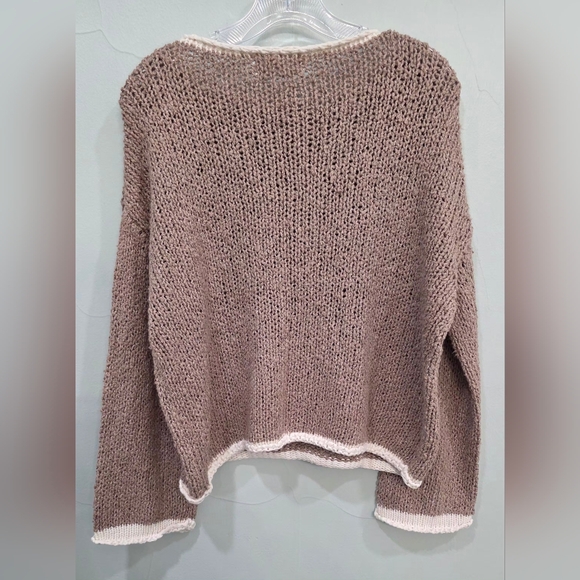 Cozy Knit Sweater in Mocha and Cream - Picture 5 of 7